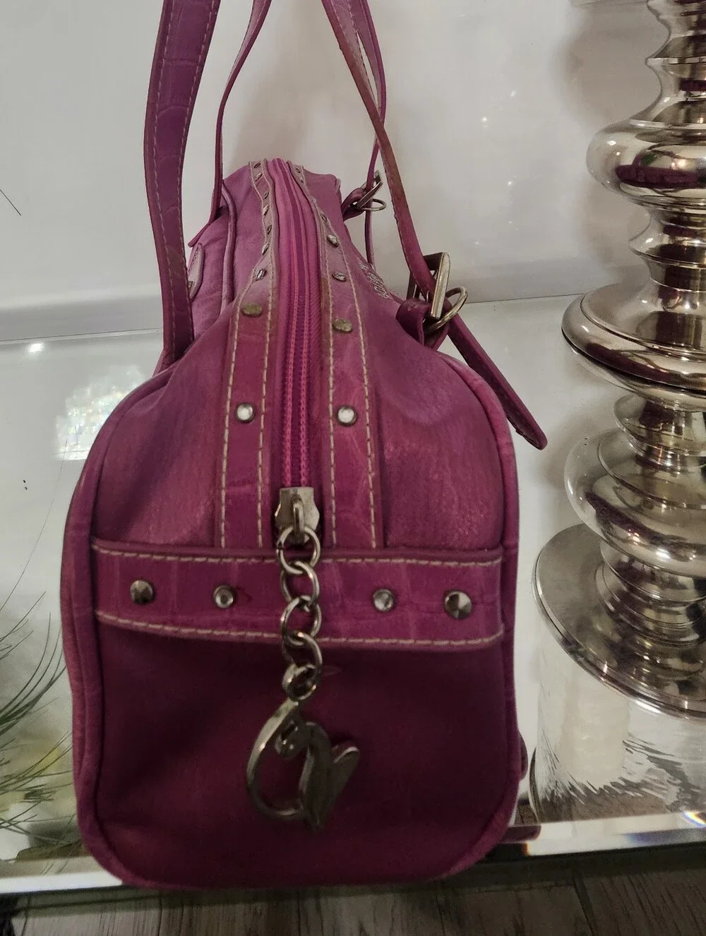 Magnetta Baby Phat Pink Satin Top-Handle Bag - Picture 2 of 16